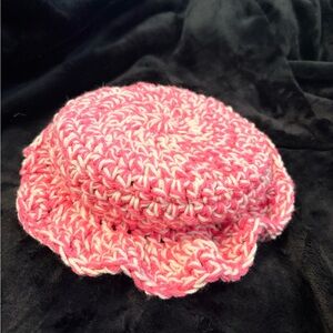 Handmade Pink and White Crochet Hat
